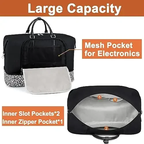 Travel Weekender Bag for Women, Overnight Bag with Shoe Compartment Oversized Travel Duffel Bag Carry On Tote 21