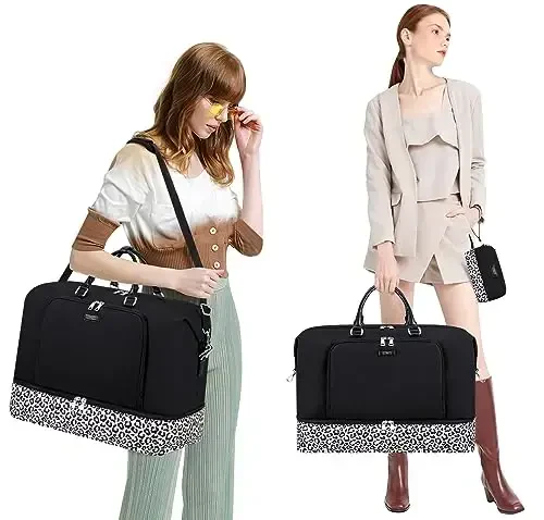 Travel Weekender Bag for Women, Overnight Bag with Shoe Compartment Oversized Travel Duffel Bag Carry On Tote 21