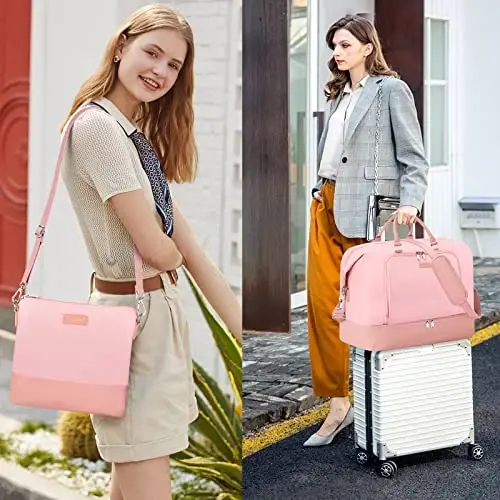TIBES Travel Weekender Bag for Women, Overnight Bag with Shoe Compartment | 3PCS Large Travel Duffel Bag for Gym, Travel, Hospital, Business Trip, Carry On Tote, Wet & Dry Separation, Water Resistant - 3