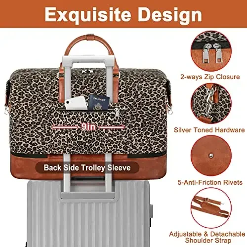 Travel Weekender Bag for Women, Overnight Bag with Shoe Compartment Oversized Travel Duffel Bag Carry On Tote 21