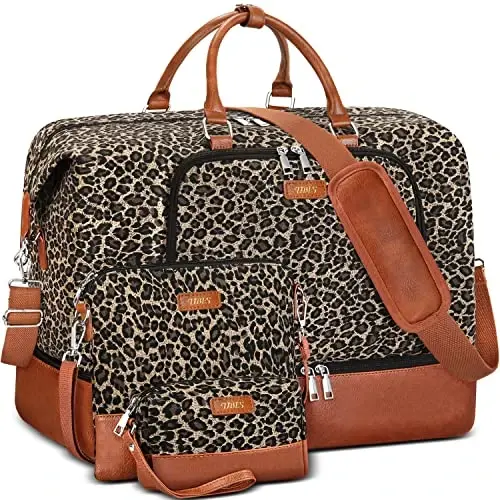TIBES Travel Weekender Bag for Women, Overnight Bag with Shoe Compartment | 3PCS Large Travel Duffel Bag for Gym, Travel, Hospital, Business Trip, Carry On Tote, Wet & Dry Separation, Water Resistant 