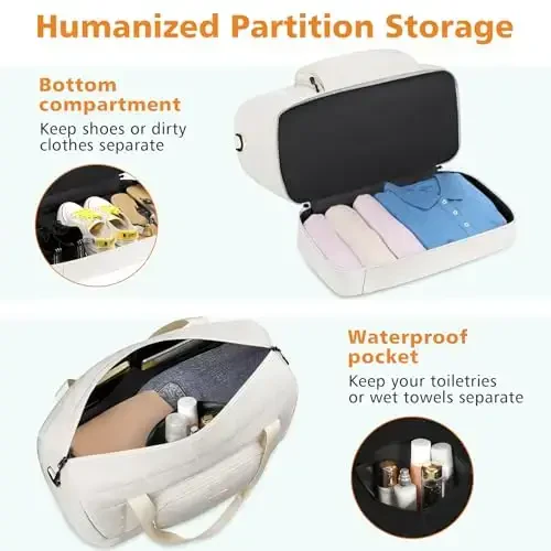 Travel Weekender Bag for Women, Overnight Bag with Shoe Compartment Oversized Travel Duffel Bag Carry On Tote 21