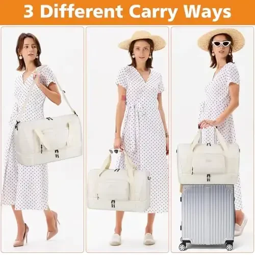 Travel Weekender Bag for Women, Overnight Bag with Shoe Compartment Oversized Travel Duffel Bag Carry On Tote 21