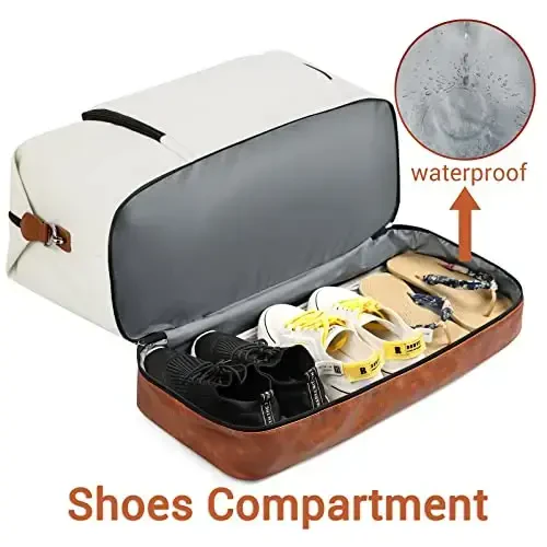 Travel Weekender Bag for Women, Overnight Bag with Shoe Compartment Oversized Travel Duffel Bag Carry On Tote 21