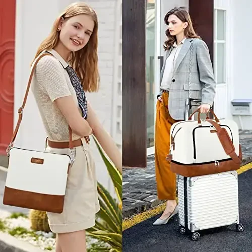 Travel Weekender Bag for Women, Overnight Bag with Shoe Compartment, Oversized Travel Duffel Bag Carry On Tote with Trolley Sleeve 21