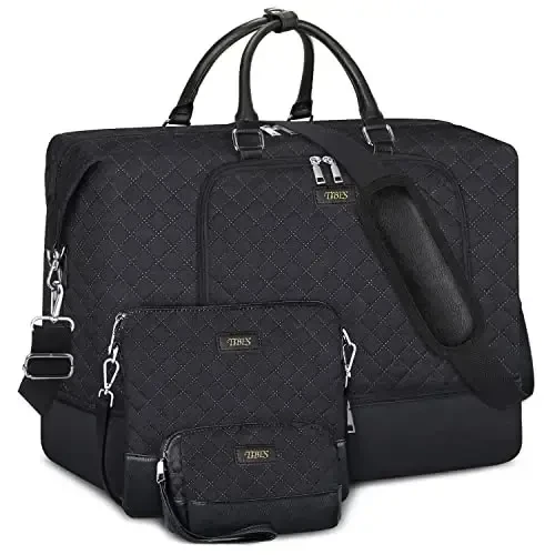Travel Weekender Bag for Women, Overnight Bag with Shoe Compartment Oversized Travel Duffel Bag Carry On Tote 21