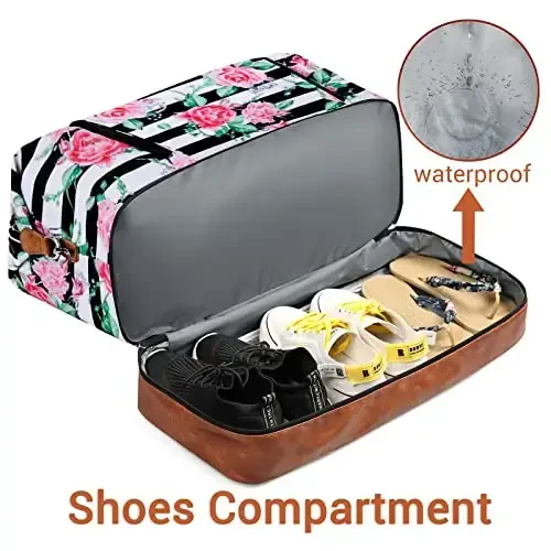 Travel Weekender Bag for Women, Overnight Bag with Shoe Compartment Oversized Travel Duffel Bag Carry On Tote 21