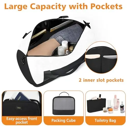 TIBES Travel Weekender Bag for Women, Overnight Bag with Shoe Compartment | 3PCS Large Travel Duffel Bag for Gym, Travel, Hospital, Business Trip, Carry On Tote, Wet & Dry Separation, Water Resistant - 3