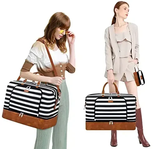 Travel Weekender Bag for Women, Overnight Bag with Shoe Compartment Oversized Travel Duffel Bag Carry On Tote 21