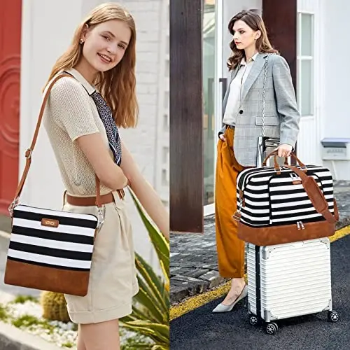 TIBES Travel Weekender Bag for Women, Overnight Bag with Shoe Compartment | 3PCS Large Travel Duffel Bag for Gym, Travel, Hospital, Business Trip, Carry On Tote, Wet & Dry Separation, Water Resistant - 3