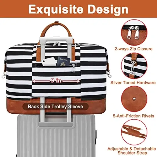 TIBES Travel Weekender Bag for Women, Overnight Bag with Shoe Compartment | 3PCS Large Travel Duffel Bag for Gym, Travel, Hospital, Business Trip, Carry On Tote, Wet & Dry Separation, Water Resistant - 5