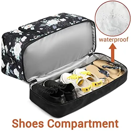 TIBES Travel Weekender Bag for Women, Overnight Bag with Shoe Compartment | 3PCS Large Travel Duffel Bag for Gym, Travel, Hospital, Business Trip, Carry On Tote, Wet & Dry Separation, Water Resistant - 3