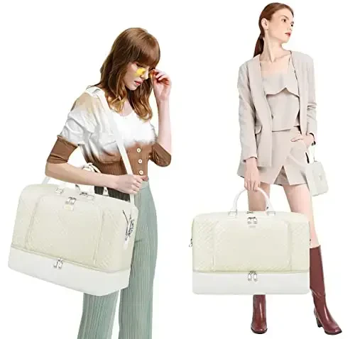 Travel Weekender Bag for Women, Overnight Bag with Shoe Compartment Oversized Travel Duffel Bag Carry On Tote 21
