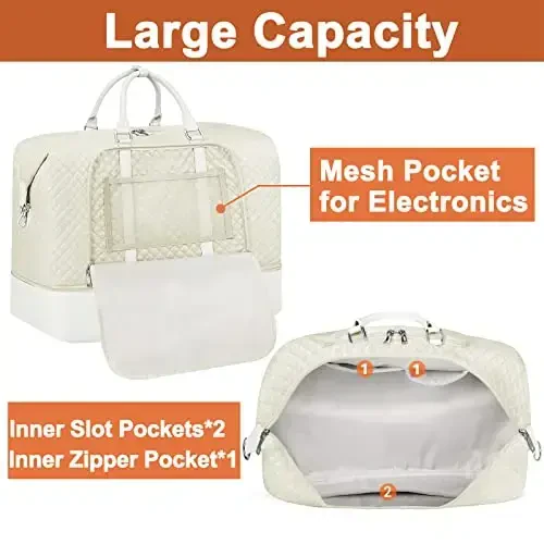 Travel Weekender Bag for Women, Overnight Bag with Shoe Compartment Oversized Travel Duffel Bag Carry On Tote 21