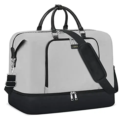 TIBES Travel Weekender Bag for Women, Overnight Bag with Shoe Compartment | 3PCS Large Travel Duffel Bag for Gym, Travel, Hospital, Business Trip, Carry On Tote, Wet & Dry Separation, Water Resistant - 1