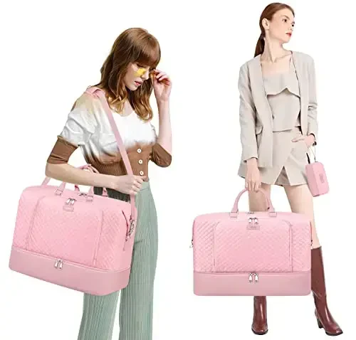 Travel Weekender Bag for Women, Overnight Bag with Shoe Compartment Oversized Travel Duffel Bag Carry On Tote 21