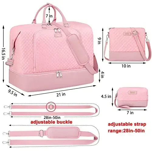 Travel Weekender Bag for Women, Overnight Bag with Shoe Compartment Oversized Travel Duffel Bag Carry On Tote 21