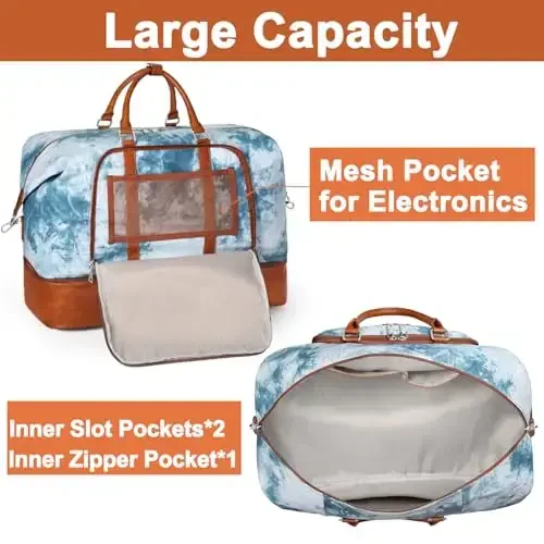 Travel Weekender Bag for Women, Overnight Bag with Shoe Compartment Oversized Travel Duffel Bag Carry On Tote 21