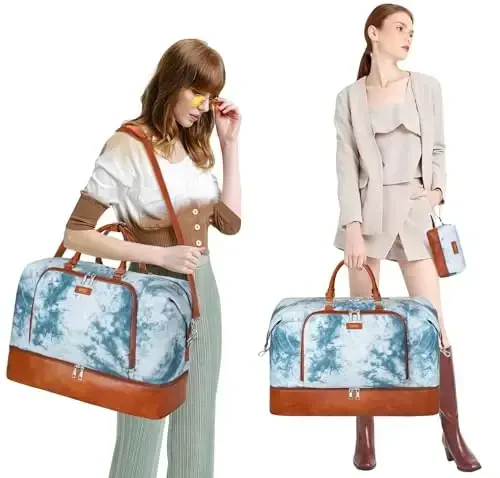Travel Weekender Bag for Women, Overnight Bag with Shoe Compartment Oversized Travel Duffel Bag Carry On Tote 21