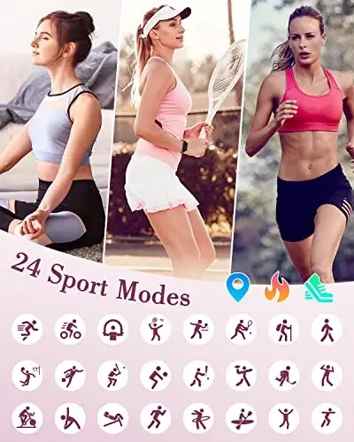 SHANG WING Fitness Watches for Women, LYNN2 Fitness Tracker with Heart Rate Monitor Blood Oxygen/Sleep Tracker Pedometer, Slim Step Tracker Watch for iOS/Android Phones Waterproof (Black) - 2