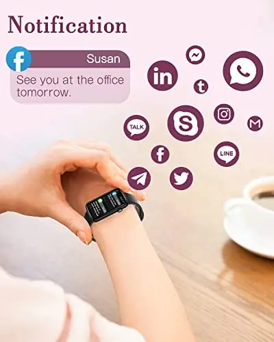 SHANG WING Fitness Watches for Women, LYNN2 Fitness Tracker with Heart Rate Monitor Blood Oxygen/Sleep Tracker Pedometer, Slim Step Tracker Watch for iOS/Android Phones Waterproof (Black) - 3