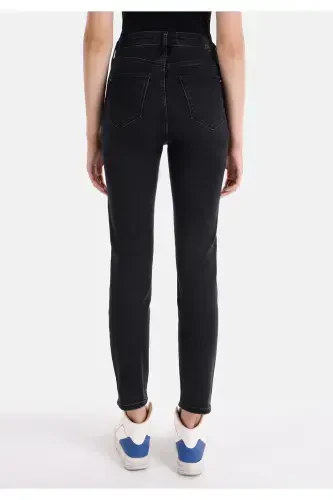 Slim Fit Orta Bel Düz Paça Kadın Denim Jean Pantolon - 2