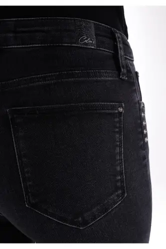 Slim Fit Orta Bel Düz Paça Kadın Denim Jean Pantolon - BOREAS WASH - 6