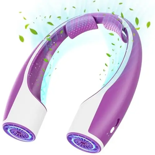 Rohent Neck Fan Portable for Women: High Speed Faster Cooling Neck Fan 4 Speeds Wind - Super Light Ultra Quiet Rechargeable Personal Fan for Fashion Women 13-35Y Girls - Purple - 1