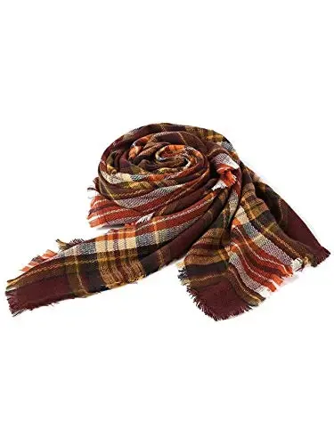Kadınlar için Tatlı Hediyeler - Ekose Battaniye Atkı, Trend Tartan Eşarplar, Büyük Boy Şal - 4