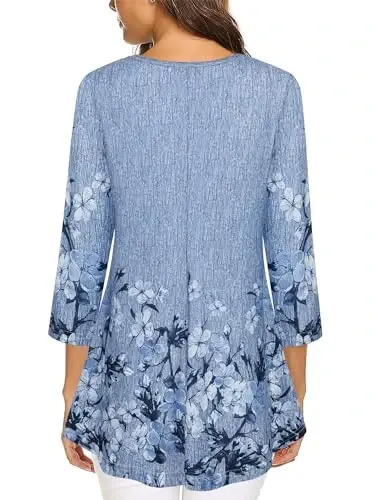 Tencole 3/4 Sleeve Shirts for Women Dressy Tunic Tops Casual Wear with Floral - 3
