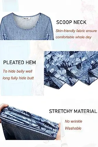 Tencole 3/4 Sleeve Shirts for Women Dressy Tunic Tops Casual Wear with Floral - 4
