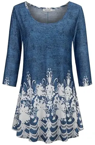 Tencole 3/4 Sleeve Shirts for Women Dressy Tunic Tops Casual Wear with Floral - TENCOLE (1)