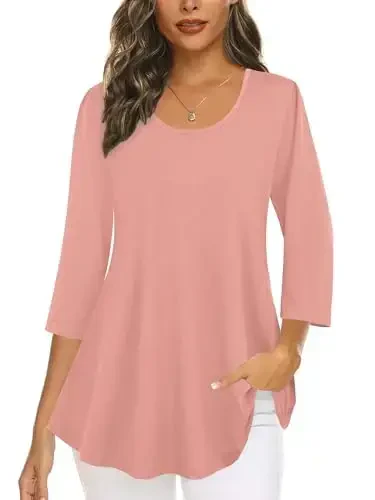 Tencole 3/4 Sleeve Shirts for Women Dressy Tunic Tops Casual Wear with Floral 