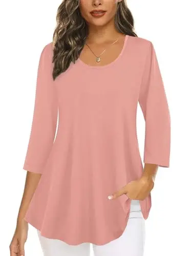 Tencole 3/4 Sleeve Shirts for Women Dressy Tunic Tops Casual Wear with Floral - 1