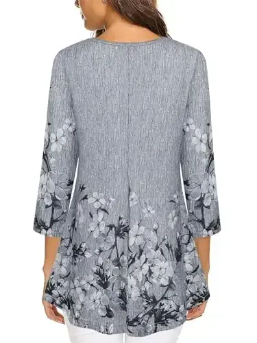Tencole 3/4 Sleeve Shirts for Women Dressy Tunic Tops Casual Wear with Floral - 3