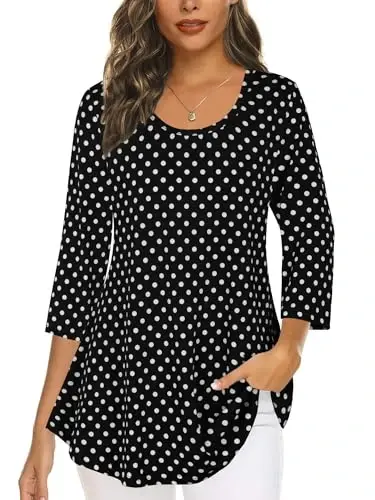 Tencole 3/4 Sleeve Shirts for Women Dressy Tunic Tops Casual Wear with Floral - 1