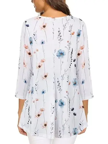 Tencole 3/4 Sleeve Shirts for Women Dressy Tunic Tops Casual Wear with Floral - 3