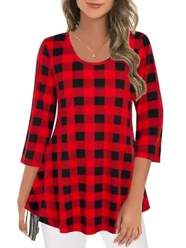 Tencole 3/4 Sleeve Shirts for Women Dressy Tunic Tops Casual Wear with Floral - TENCOLE (1)