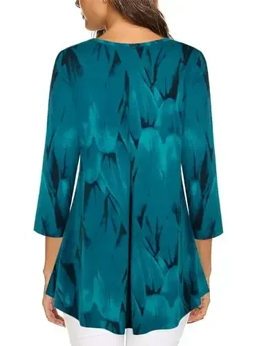 Tencole 3/4 Sleeve Shirts for Women Dressy Tunic Tops Casual Wear with Floral - 3
