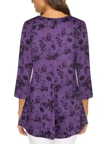 Tencole 3/4 Sleeve Shirts for Women Dressy Tunic Tops Casual Wear with Floral - 3