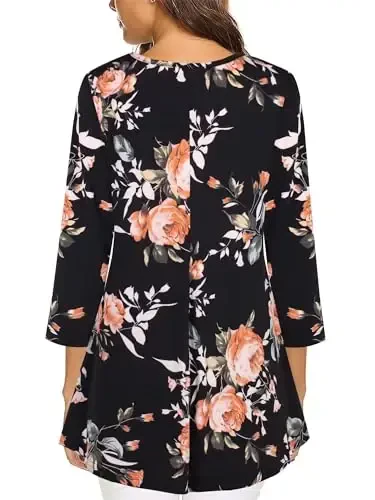 Tencole 3/4 Sleeve Shirts for Women Dressy Tunic Tops Casual Wear with Floral - 3