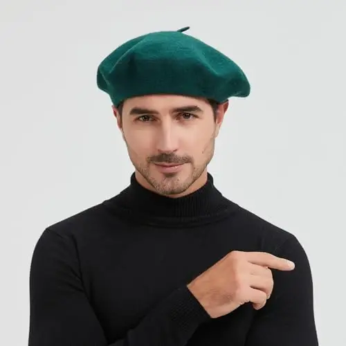 TOPTIE Wool Beret for Women French Style Artist Hat Solid Color Basque - 7