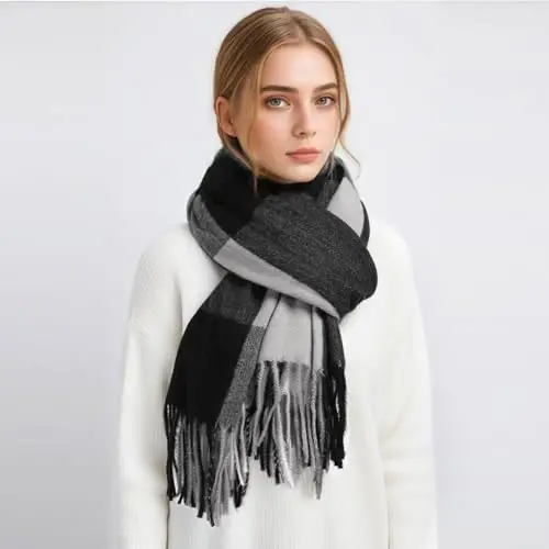 Trifabricy Winter Scarfs for Women, Soft Cozy Plaid Scarf, Long Blanket Scarf, Winter/Fall PasModazoneina Shawls and Wraps - TRIFABRICY (1)