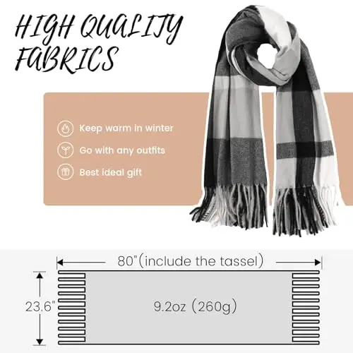Trifabricy Winter Scarfs for Women, Soft Cozy Plaid Scarf, Long Blanket Scarf, Winter/Fall PasModazoneina Shawls and Wraps - 4