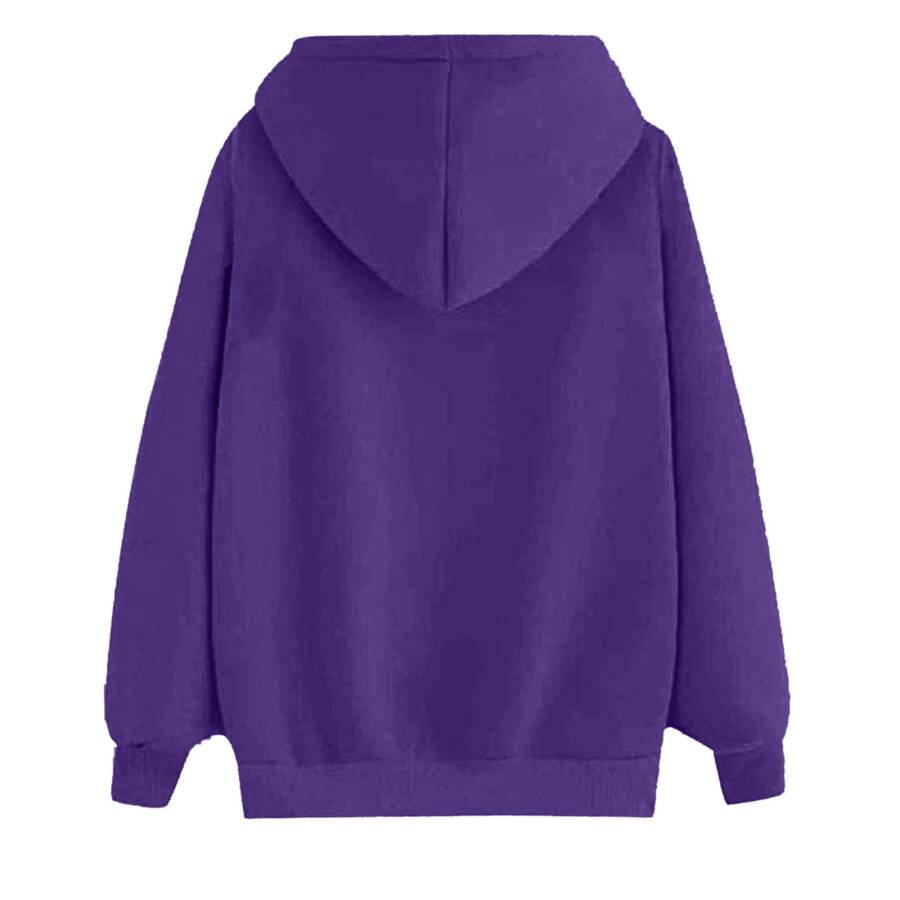Hoodies For Women Long Hoodies Sweatshirts Casual Print Purple Xl- - 2