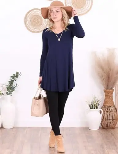 Popana Long Sleeve Tunic Top Shirts Women, Flowy Dressy Loose Fit Tops Womens Tunics Tees Long Sleeve Shirt for Leggings - 3