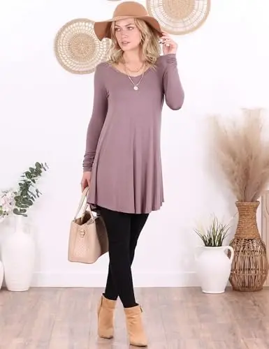Popana Long Sleeve Tunic Top Shirts Women, Flowy Dressy Loose Fit Tops Womens Tunics Tees Long Sleeve Shirt for Leggings - 3