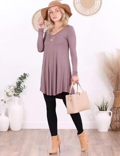 Popana Long Sleeve Tunic Top Shirts Women, Flowy Dressy Loose Fit Tops Womens Tunics Tees Long Sleeve Shirt for Leggings - 4