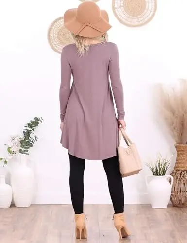 Popana Long Sleeve Tunic Top Shirts Women, Flowy Dressy Loose Fit Tops Womens Tunics Tees Long Sleeve Shirt for Leggings - 5