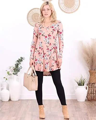 Popana Long Sleeve Tunic Top Shirts Women, Flowy Dressy Loose Fit Tops Womens Tunics Tees Long Sleeve Shirt for Leggings - 5